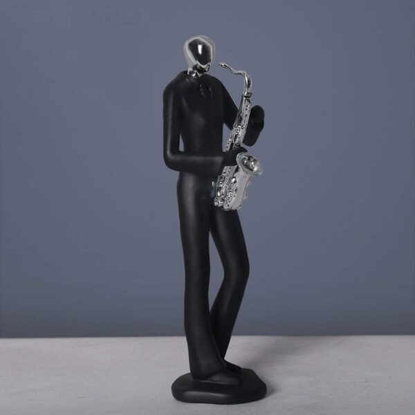 NEECS Sax Player Statue, Creative Resin Jazz Band Sculptures, Long Lasting Saxophone Player Ornaments, Trumpet Player Figures with Unique Design, Jazz Lovers Collectibles for Living Room, Bedroom ,Silver