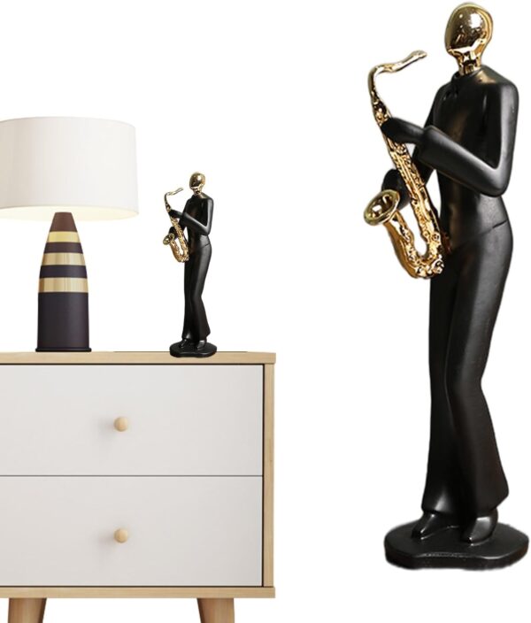 NEECS Sax Player Statue, Creative Resin Jazz Band Sculptures, Long Lasting Saxophone Player Ornaments, Trumpet Player Figures with Unique Design, Jazz Lovers Collectibles for Living Room, Bedroom