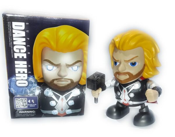 Competent Dancing Thor || Electric Dance Hero Robot Figure with LED Light, Sound, Dancing Toys for Kids